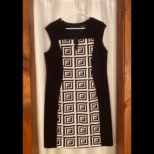 Black & White illusion waistline plus-size dress.